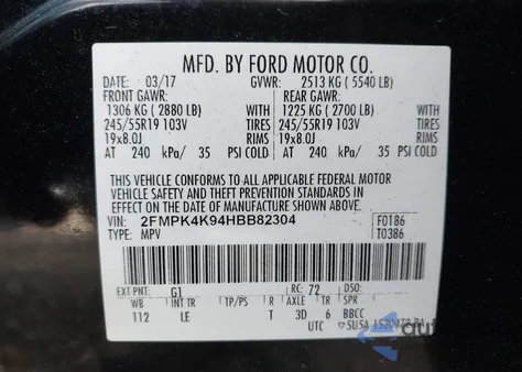 2017 Ford Edge Titanium z USA, uszkodzony, nr VIN 2FMPK4K94HBB82304